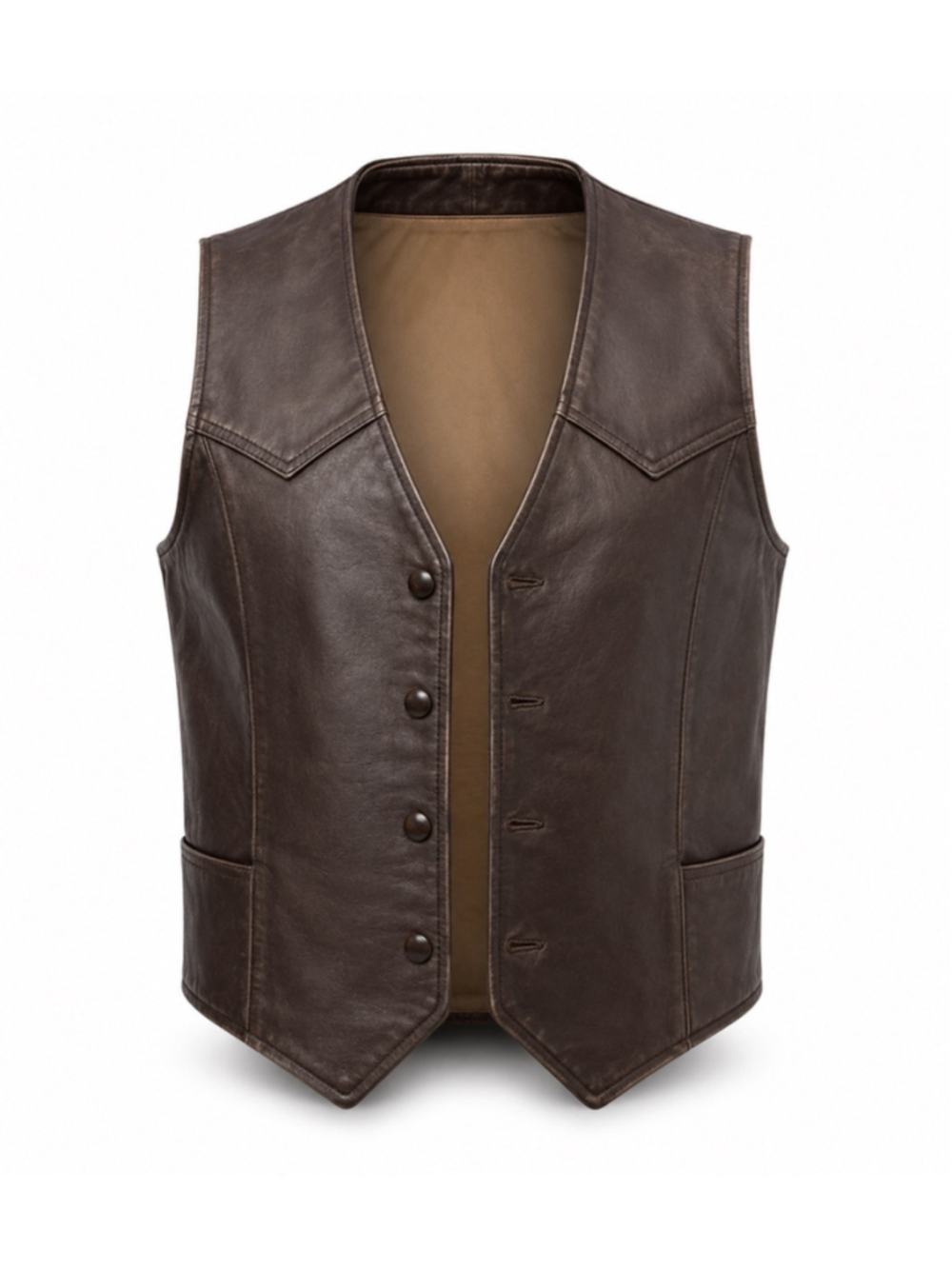 Vintage 70s Pioneer Wear Brown Leather Vest Men’s 42L Western Biker USA Made